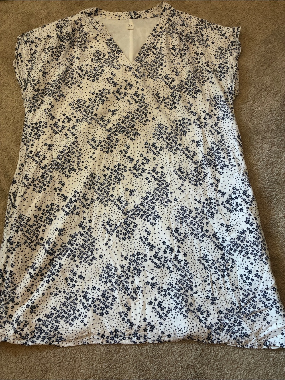 GAP White Floral Dress | Size Large L | Lined V-Neck Casual Summer Dress